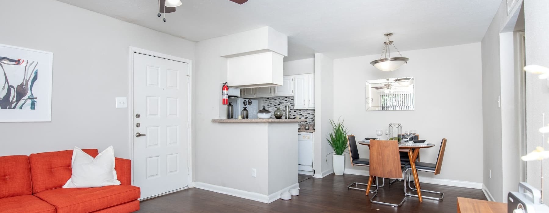 open concept kitchen and living area