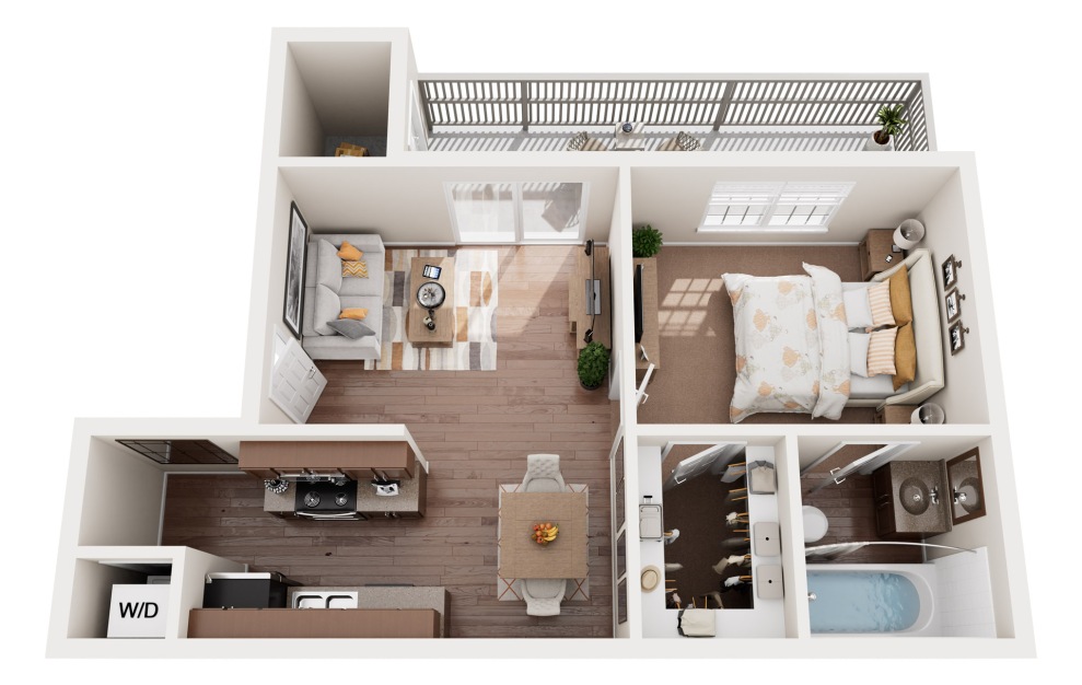 A5-A - 1 bedroom floorplan layout with 1 bath and 581 square feet.